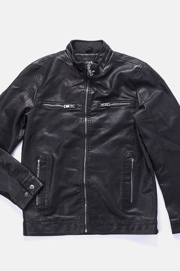 Giacca in similpelle nera da uomo Leverett