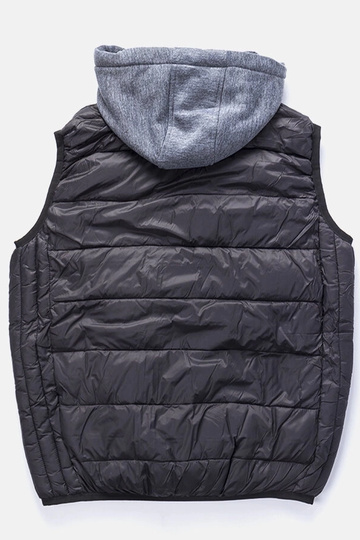 Gilet da uomo nero con cappuccio felpato Avar
