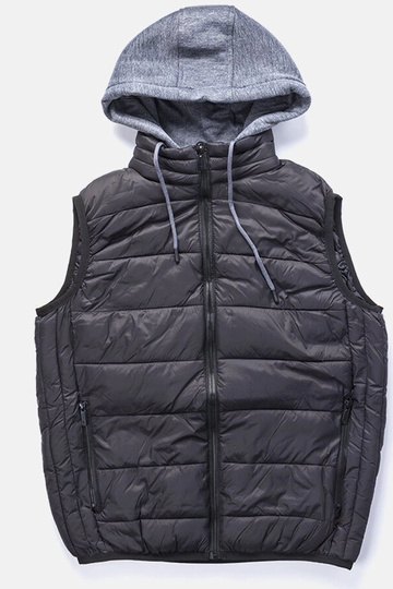 Gilet da uomo nero con cappuccio felpato Avar 2