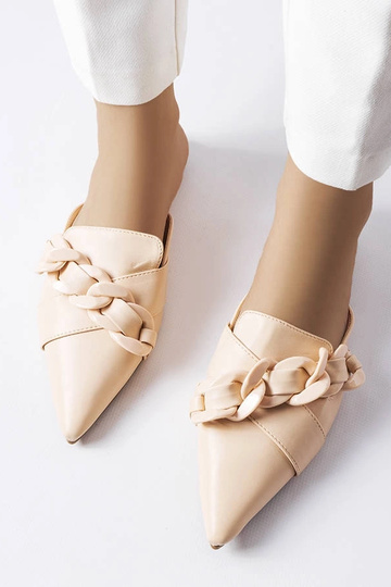 Infradito beige eleganti con catena Patenaude