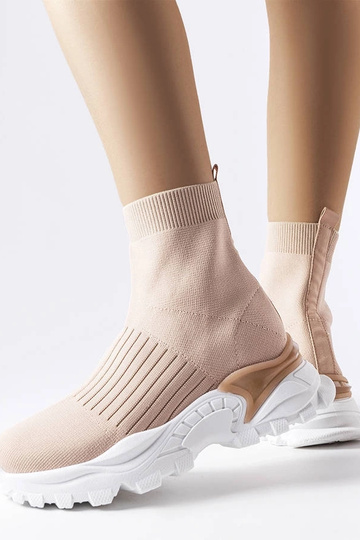 Sneakers beige con tomaia...