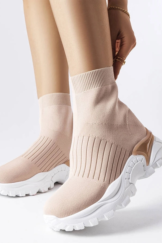 Sneakers beige con tomaia elastica...