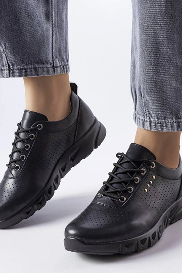 Scarpe traforate in pelle nera Brodeur