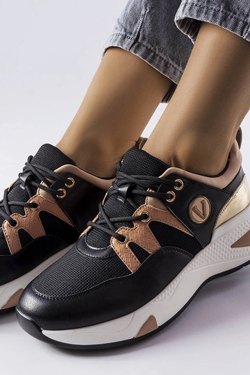 Sneakers Vinceza nere e oro 2