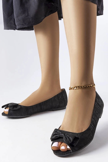 Ballerine nere metallizzate con fiocco Hawk