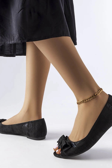 Ballerine nere metallizzate con fiocco Hawk 2