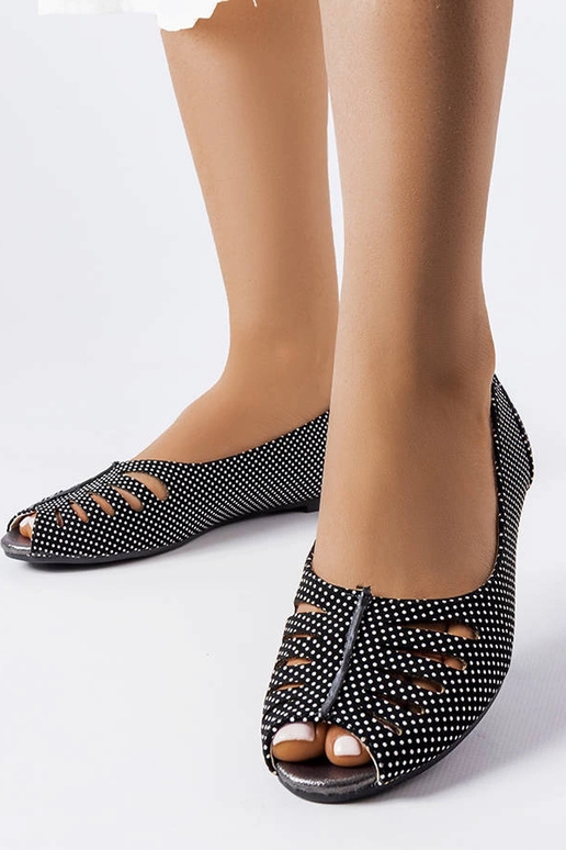 Ballerine nere a pois con ritaglio di...