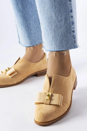 Scarpe con fiocco in pioppo beige