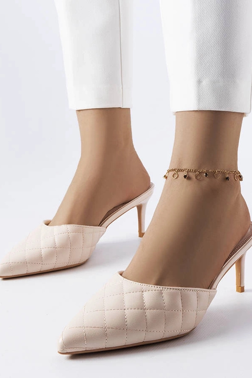 Mules stiletto trapuntate beige Lambert