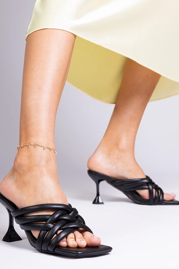 Pantofole eleganti nere con tacco, „Bourget" 2
