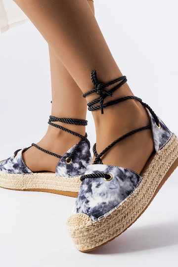 Espadrillas con plateau e lacci Duffet nere 2