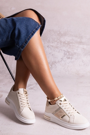 Sneakers beige decorate con zirconi Xarles 2