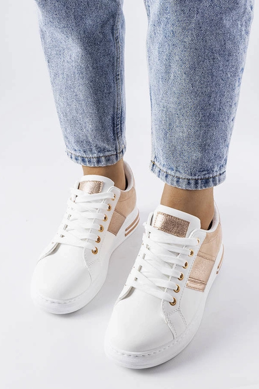 Sneakers bianche con inserti rosa Deans