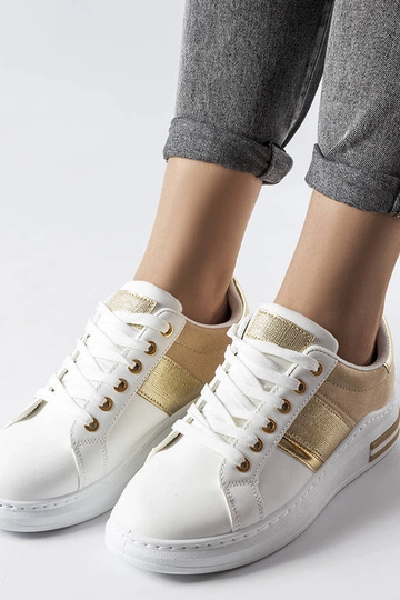Sneakers bianche con inserti beige Deans