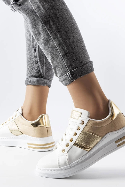 Sneakers bianche con inserti beige Deans