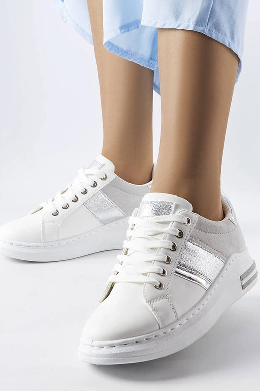 Sneakers bianche con inserti grigi Deans