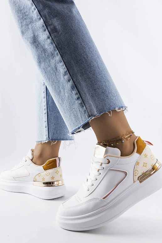 Sneakers bianche con inserti beige...