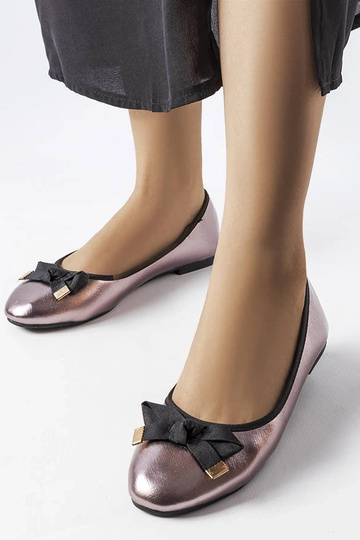 Ballerine metallizzate argento con fiocco Boro