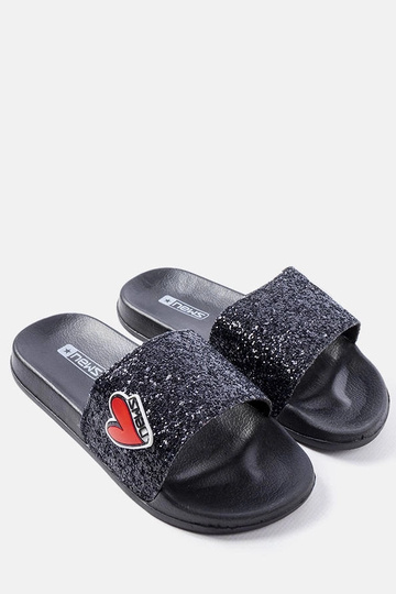 Infradito per bambini Boncoeur Black Glitter