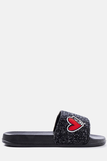 Infradito per bambini Boncoeur Black Glitter 2