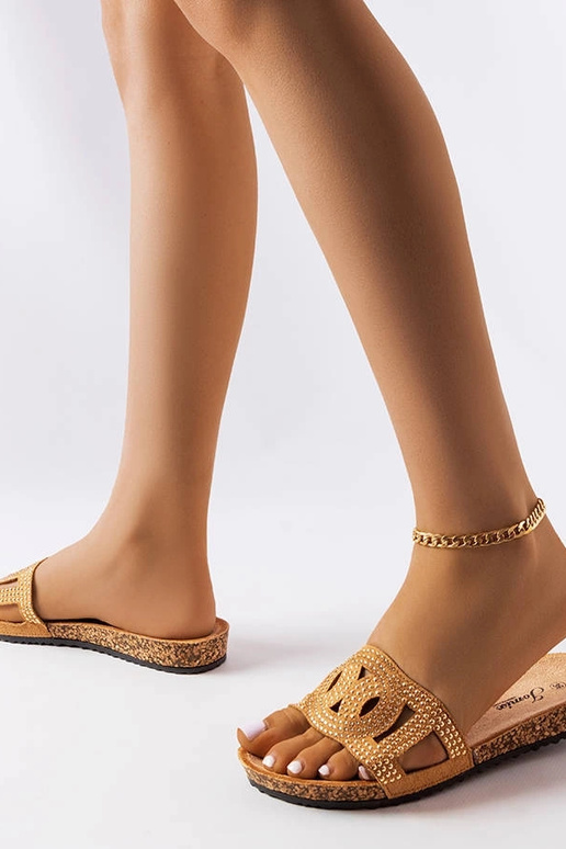 Infradito beige decorate con strass...