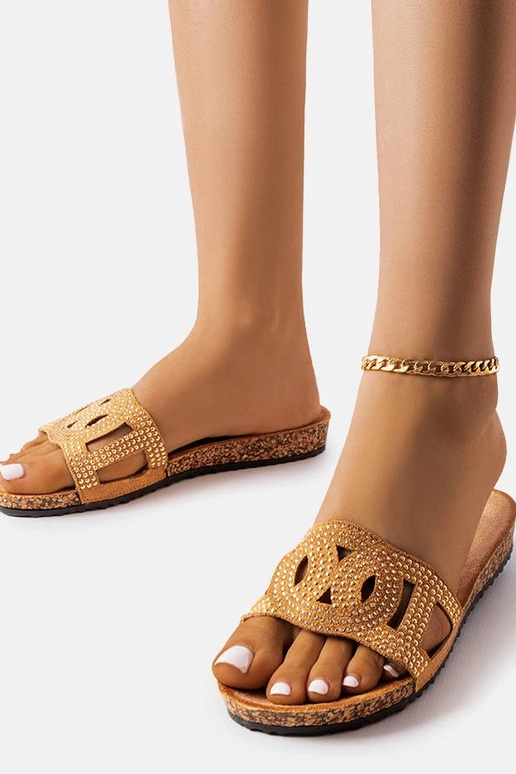 Infradito marroni decorate con strass...