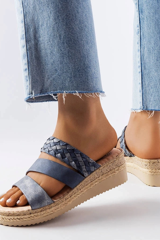 Sandali con zeppa Boston blu