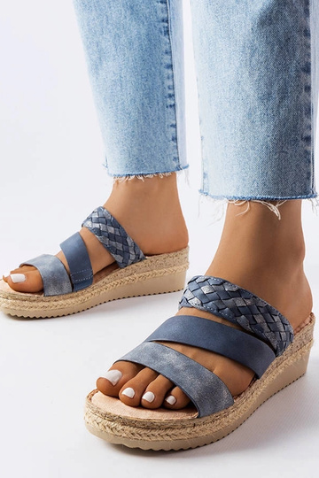 Sandali con zeppa Boston blu 2