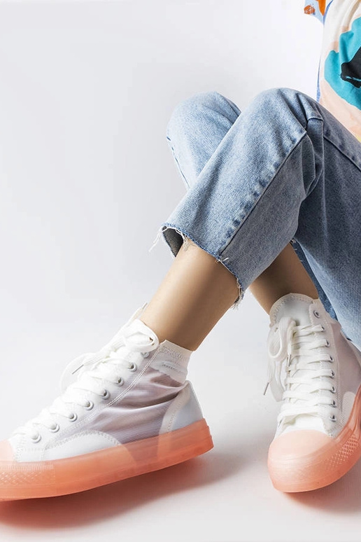 Sneakers alte Nanterre bianche e rosa