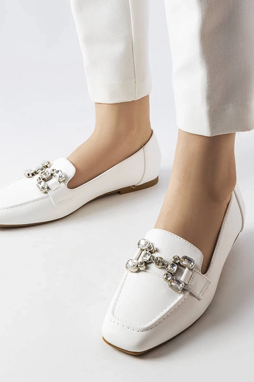 Mocassini bianchi con zirconi Marechal
