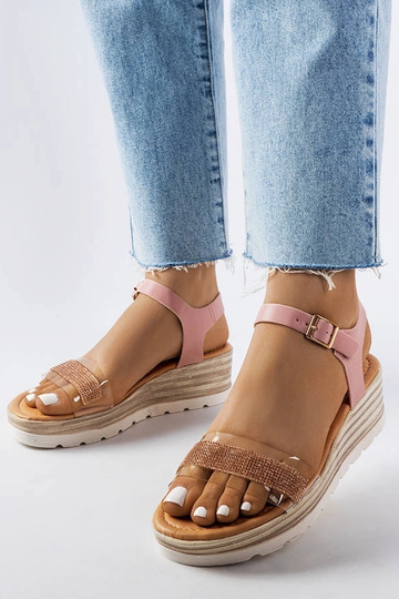 Sandali con zeppa rosa Bussière 2