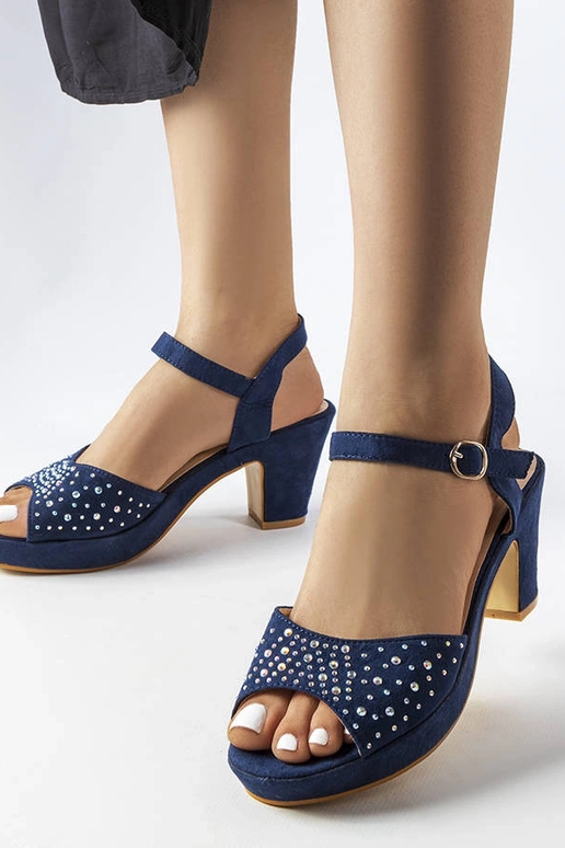 Sandali con tacco a blocco blu navy...