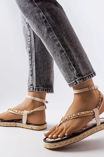 Sandali beige decorati con...