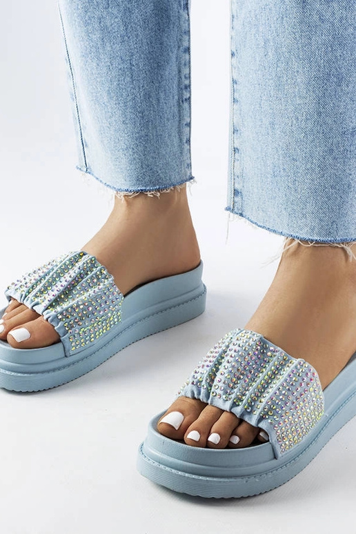 Mules da donna blu con zirconi Franet