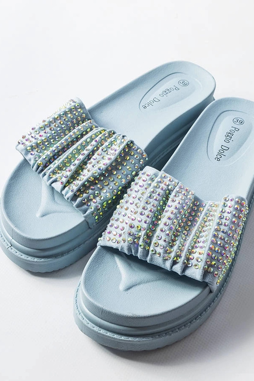 Mules da donna blu con zirconi Franet