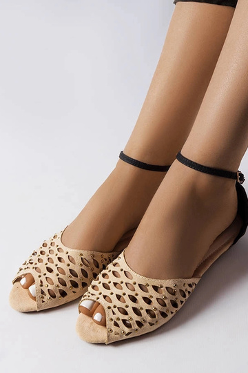 Sandali beige traforati con zirconi Avice 2