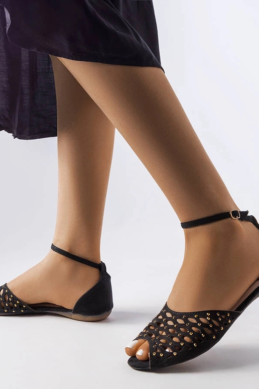 Sandali neri traforati con zirconi Avice