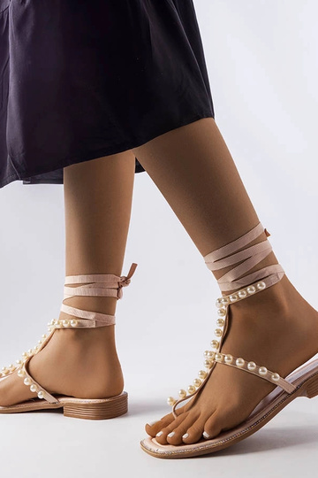 Sandali beige con perle Graystone 2