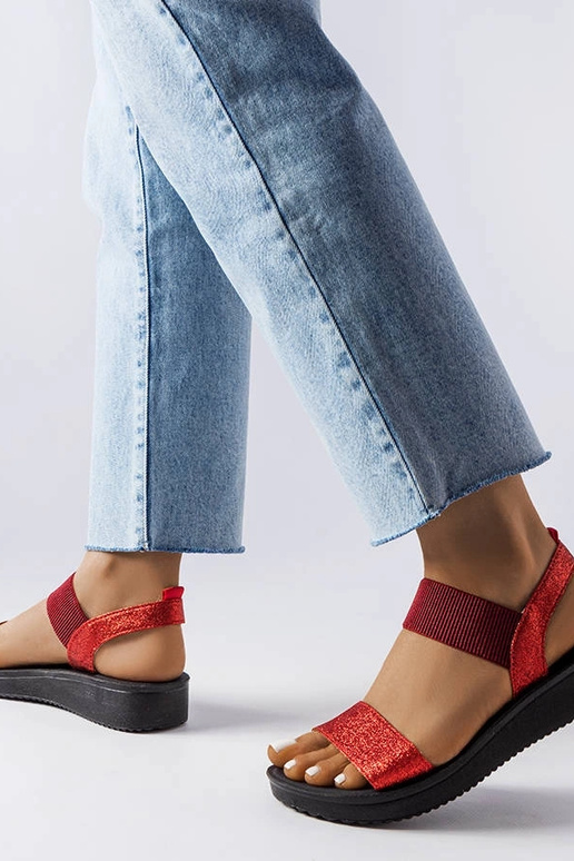 Sandali Amathousa con glitter rossi