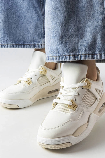 Sneakers beige realizzate in materiali combinati Malas