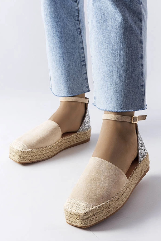 Espadrillas beige con inserto glitter...