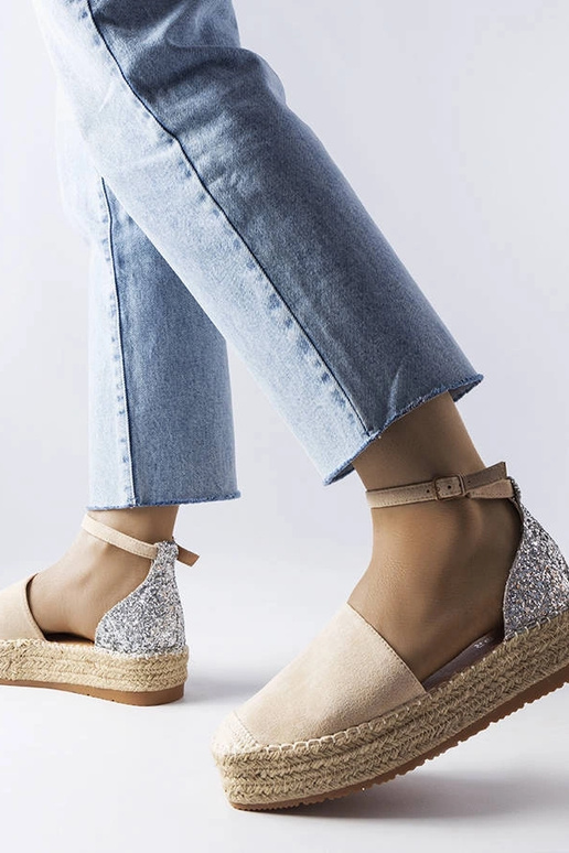 Espadrillas beige con inserto glitter...