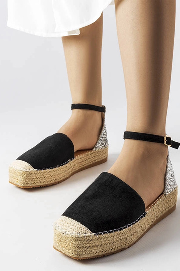 Espadrillas nere con inserto glitter Myasia