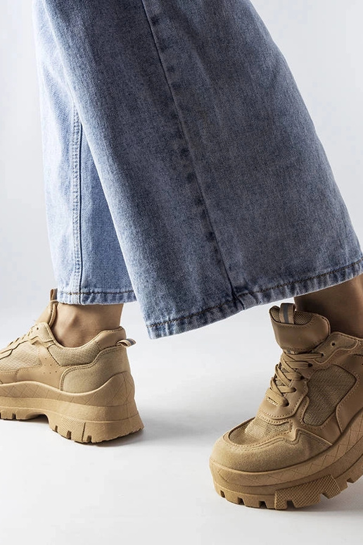 Scarpe sportive beige scuro da donna...