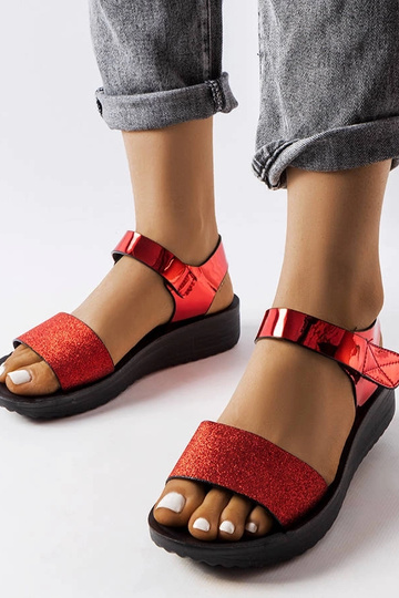 Sandali con zeppa rossi Glow