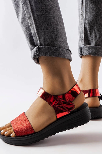 Sandali con zeppa rossi Glow 2