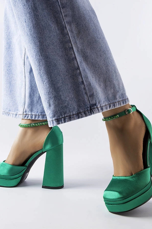Décolleté verdi con tacco alto Elida