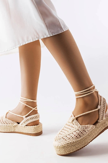 Espadrillas color sabbia con lacci, „Partenia"