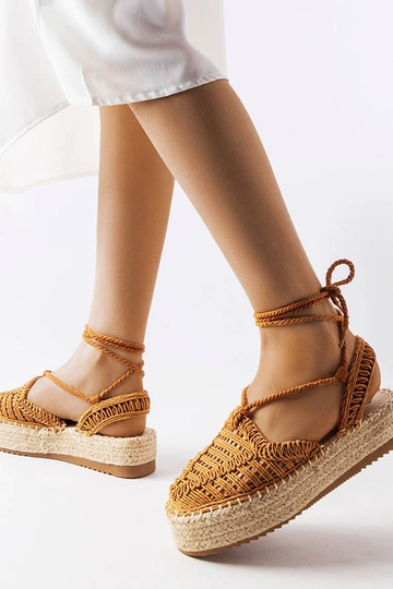 Espadrillas con lacci color cammello Partenia