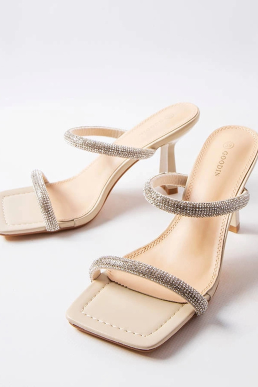 Mules beige con tacco alto Evelina